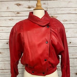 Tannery West 90s vintage red leather coat women’s XS